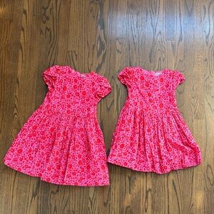 TWO Jacadi Paris Pink Floral Gathered Skirt Dresses